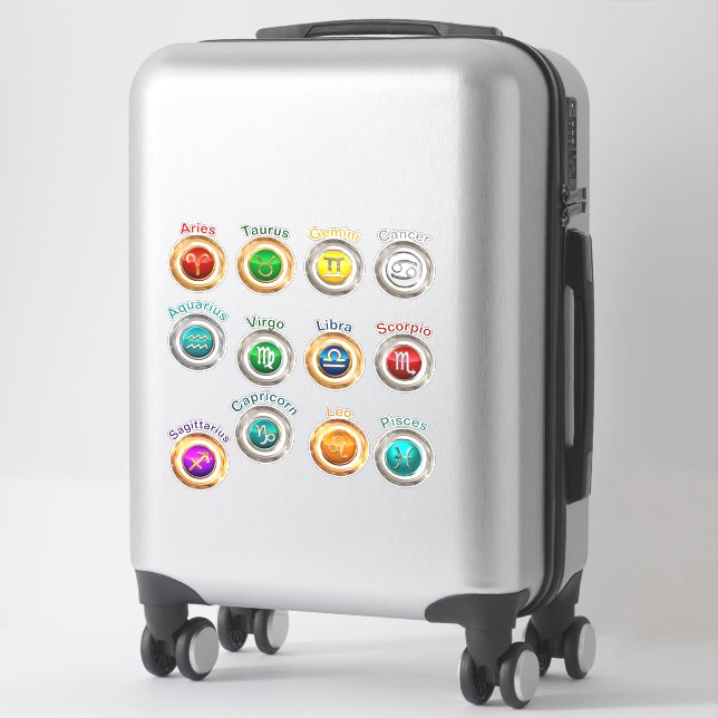 12 Zodiac Signs Fully Customizable Sticker (Suitcase)