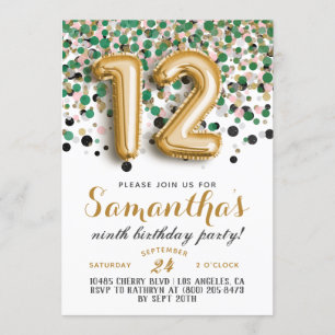 12e anniversaire Confetti Invitation