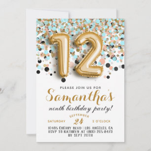 12e anniversaire Confetti Invitation