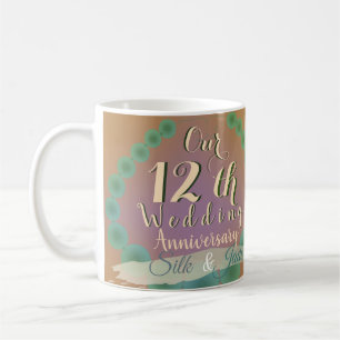 12e anniversaire du Mariage Mug à café en soie et 