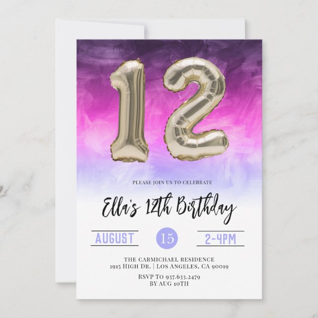 12e anniversaire Invitation de Gradient (Devant)
