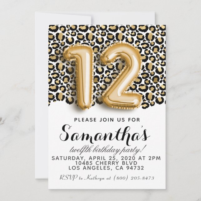 12e anniversaire Invitation de Poster de animal lé (Devant)