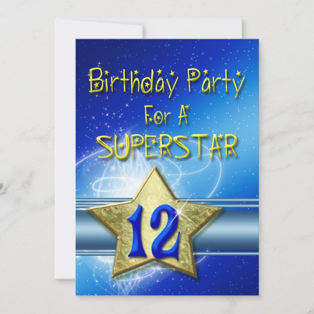 12e fête d'anniversaire Invitation pour une supers (Devant)