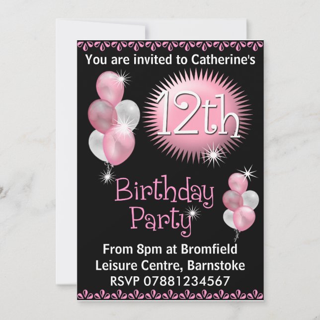 12ème Invitation de fête d'anniversaire (Devant)
