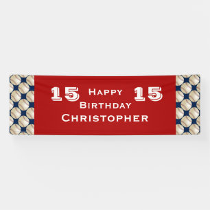 12th, 13th, 14th, 15th Birthday Party Baseball Banner