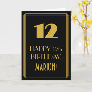 12th Birthday – Art Deco Inspired Look "12" & Name Card