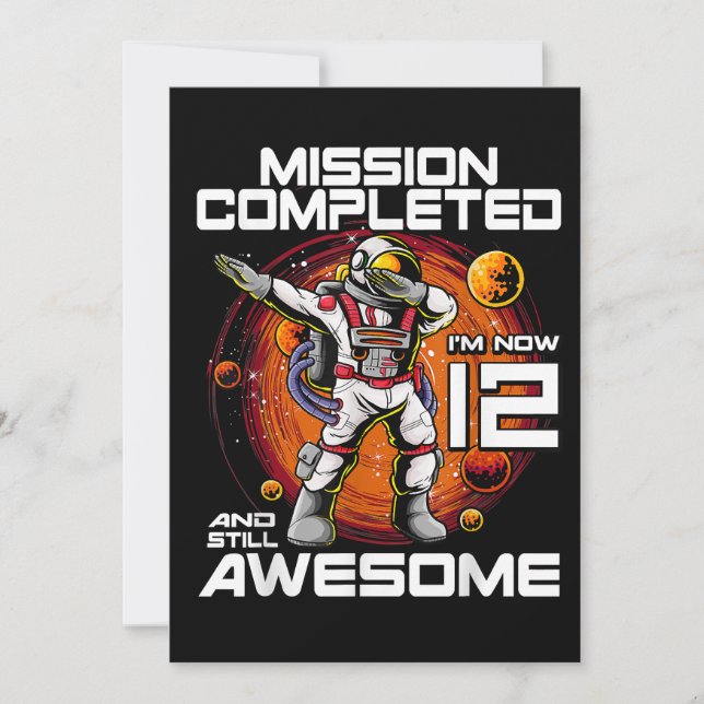 12th Birthday Astronaut 12 Years Old Outer Space B Invitation (Front)