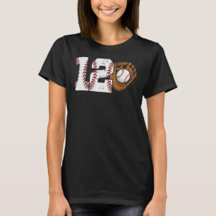 12th Birthday Baseball Big Number 12 Year Old Boy  T-Shirt