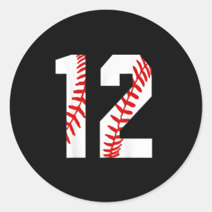 12th Birthday Baseball Big Number Twelve  Classic Round Sticker