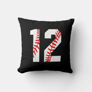 12th Birthday Baseball Big Number Twelve  Throw Pillow