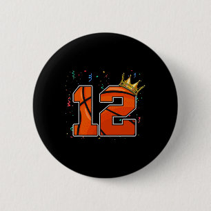 12th Birthday Basketball Big Number 12 Year Old Bo 2 Inch Round Button