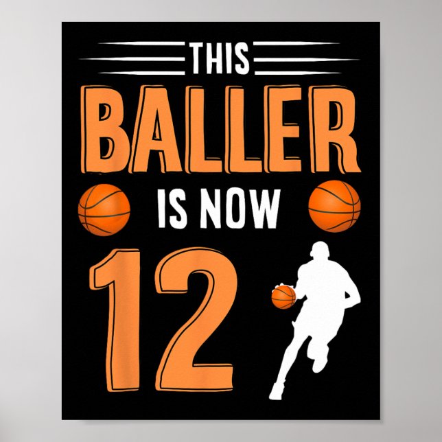 12th Birthday Basketball  - This Baller Is Now 12  Poster (Front)