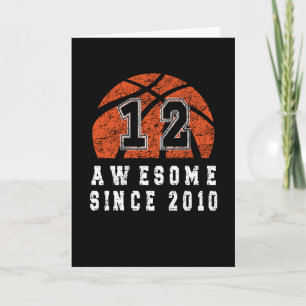 12th Birthday Born In 2010 Basketball Boy 12 Year Card