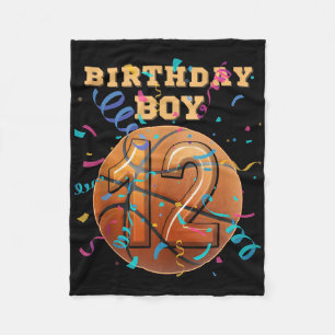 12th Birthday Boy 12 Years Old Basketball Players Fleece Blanket