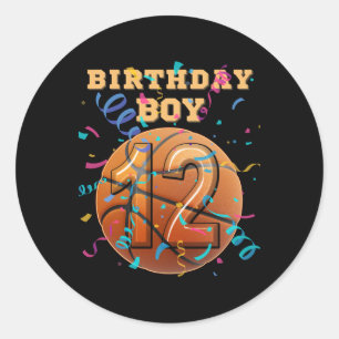 12th Birthday Boy 12 Years Old Sketll Players Team Classic Round Sticker