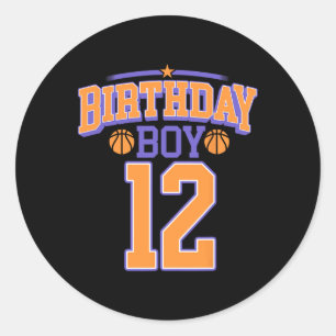 12th Birthday Boy Basketball Lover 12 Years Old Bd Classic Round Sticker