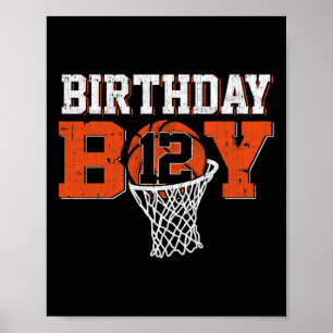 12th Birthday Boy Basketball Lover 12 Years Old Bd Poster