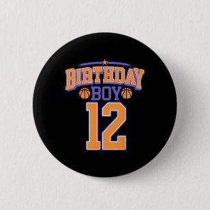 12th Birthday Boy Bysketbyll Lover 12 Years Old Bd 2 Inch Round Button