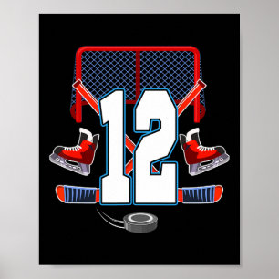 12th Birthday Boy Ice Hockey Theme 12 Year Old Par Poster