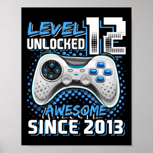 12th Birthday Boy Level 12 Gamer 12 Year Video Gam Poster