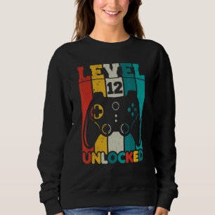 12th Birthday Boy Level 12 Unlocked 12 Year Old Vi Sweatshirt