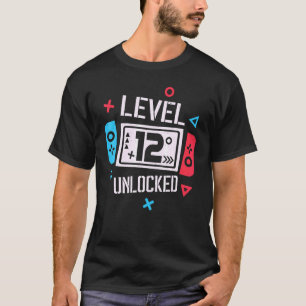 12th Birthday Boy Level 12 Unlocked Video Games Bi T-Shirt