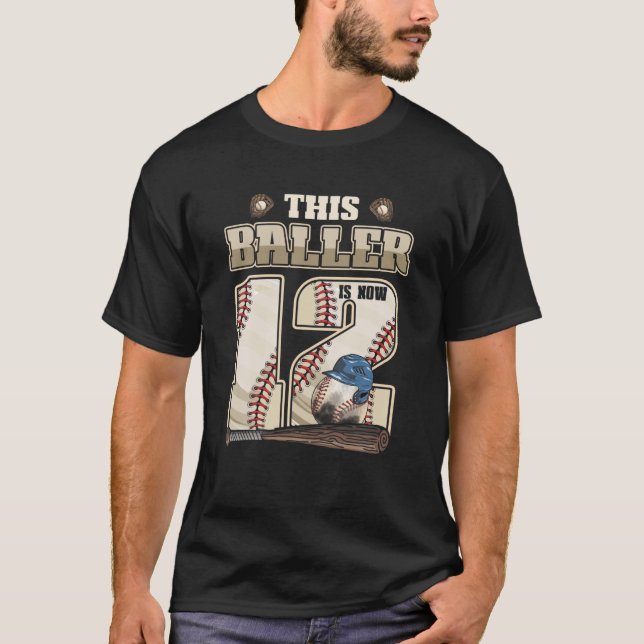 12Th Birthday Boys Twelve Year Old Baseball Player T-Shirt (Front)