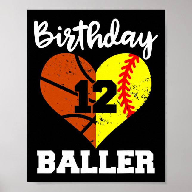 12th Birthday Byller Fun 12 Year Old Softbyll Bysk Poster (Front)