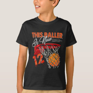 12th Birthday Bysketbyll Fun 12 Years Old Kids Gif T-Shirt