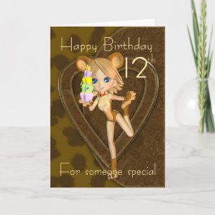 12th Birthday card, Cutie Pie Animal Collection Card