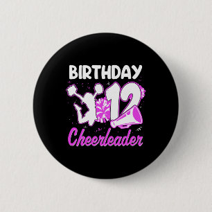 12th Birthday Cheerleader Girl 12 Years Old Cheerl 2 Inch Round Button