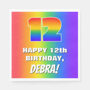 12th Birthday: Colorful, Fun Rainbow Pattern # 12 Napkin