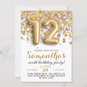 12th Birthday Confetti Invitation