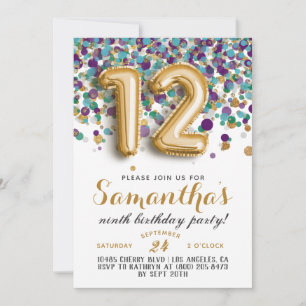 12th Birthday Confetti Invitation