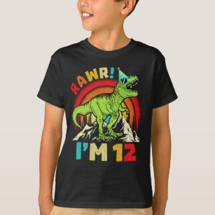 12th Birthday Dinosaur T Rex Rawr I'm 12 For Boys  T-Shirt