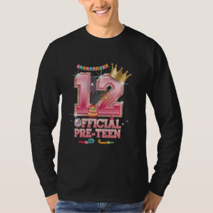 12Th Birthday For Girls 12 Years Old Official Pre- T-Shirt