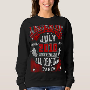 12th Birthday For Legends Born July 2010 12 Years Sweatshirt