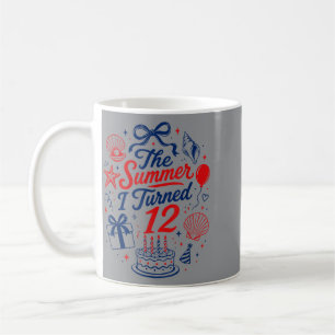 12th Birthday Girl Coastal Bow Seashell Summer Coffee Mug