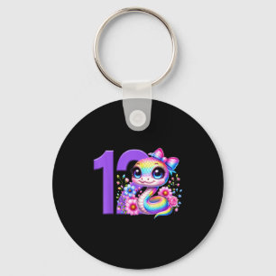 12th Birthday Girl Snake Party Rainbow Coquette Bo Keychain