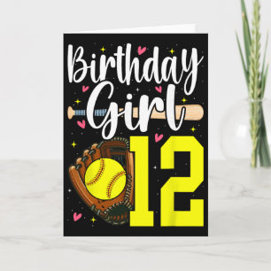 12th Birthday Girl Softll Twelfth Bday 12 Twelve Y Card