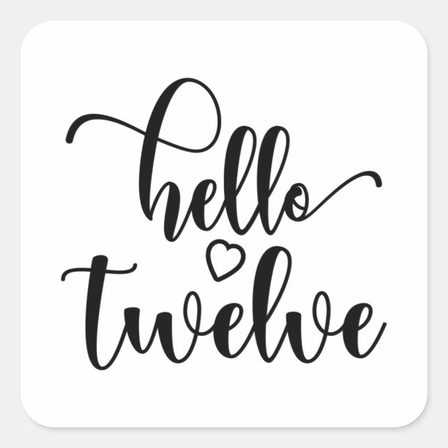 12th Birthday Girls Hello 12 Cute 12 Years Twelve Square Sticker (Front)