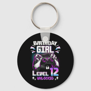 12th Birthday Girls Level 12 Unlocked 12 Years Old Keychain