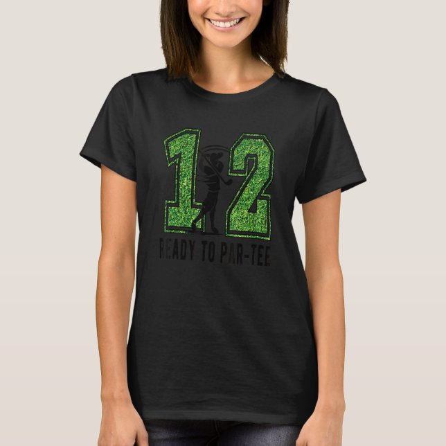 12th Birthday Golfer Boy Twelve Year Old Golf Play T-Shirt (Front)