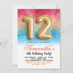 12th Birthday Gradient Invitation