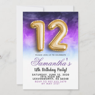 12th Birthday Gradient Invitation
