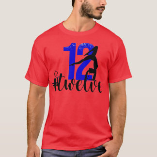 12th Birthday Gymnastics Party Royal Blue 12 Twelv T-Shirt