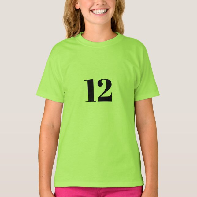 12th Birthday Happy Twelve Lime Green Custom Age T-Shirt (Front)