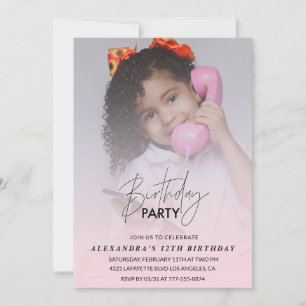 12th birthday invitation Birthday Party Photo pink