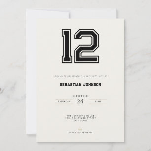 12th Birthday Invitation - Minimal Sport Style
