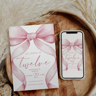 12th Birthday Invitation Pink Coquette Invite Girl